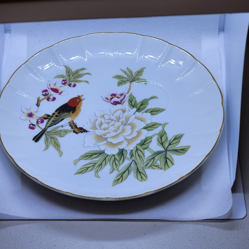 Vintage Shafford Chinese Garden Bird Floral Cup & Saucer Set Gold Trim - Picture 2 of 5